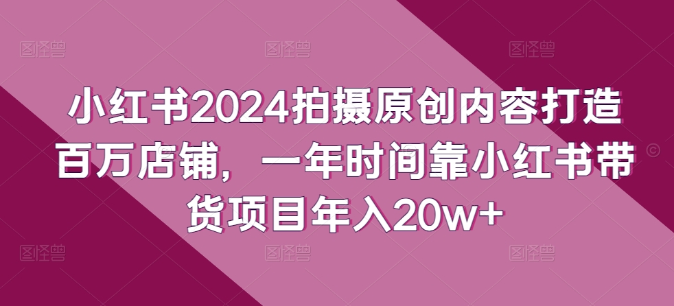 小红书2024拍摄原创内容打造百万店铺，一年时间靠小红书带货项目年入20w+-77云网创