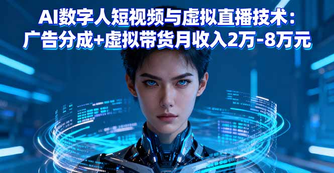 AI数字人短视频与虚拟直播技术：广告分成+虚拟带货月收入2万-8万元-77云网创