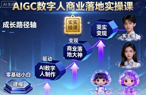 AIGC数字人商业落地实操课，从零基础小白到AI数字人大神-77云网创