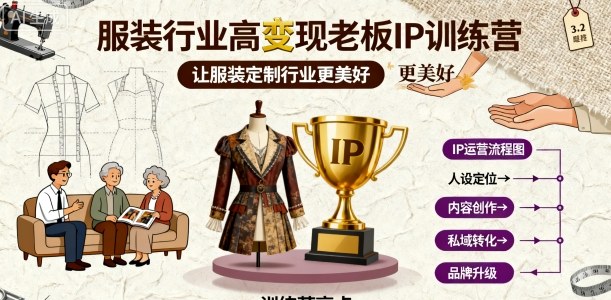 服装行业高变现老板IP训练营，让服装定制行业更美好-77云网创