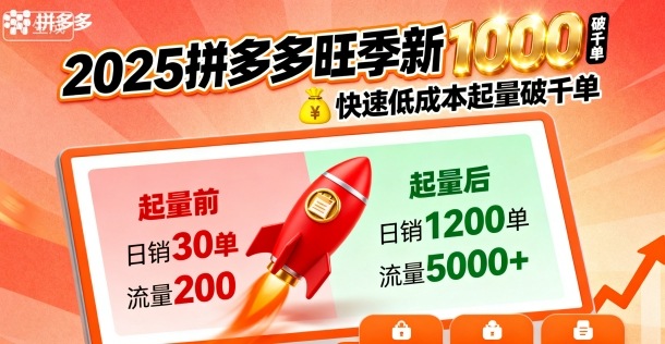 2025拼多多旺季新老店铺——快速低成本起量破千单-77云网创