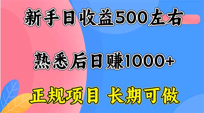 新手日收益500+ 正规项目 长期可做-77云网创