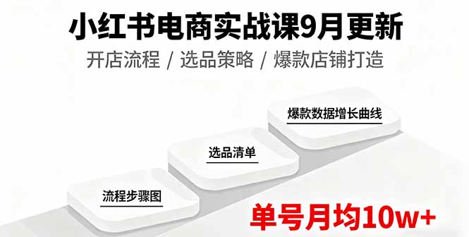 小红书电商实战课9月更新，开店流程/选品策略/爆款店铺打造，单号月均10w+-77云网创