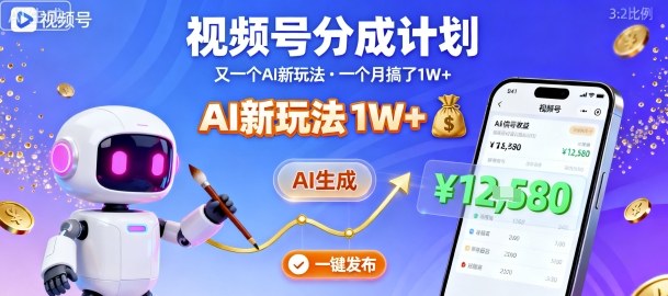 视频号分成计划：又一个AI新玩法，一个月搞了1W+，纯AI生成，一键发布即可-77云网创