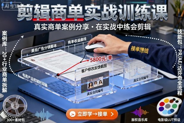 剪辑商单实战训练课，真实商单案例分享，在实战中练会剪辑-77云网创
