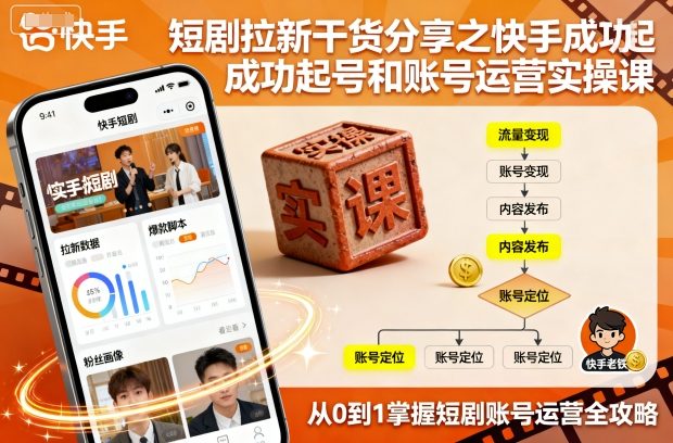 短剧拉新干货分享之快手成功起号和账号运营实操课-77云网创